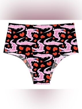 XL Cheek Boss High Waist Cheeky Pink Crocodile Heart Undies Panties